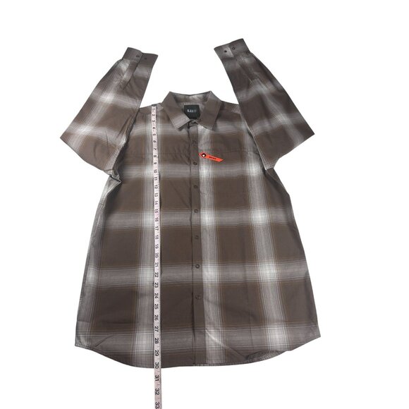 5.11 Tactical Igor Plaid Shirt Men's Medium Brown Long Sleeve Snap Button NEW - Picture 4 of 10